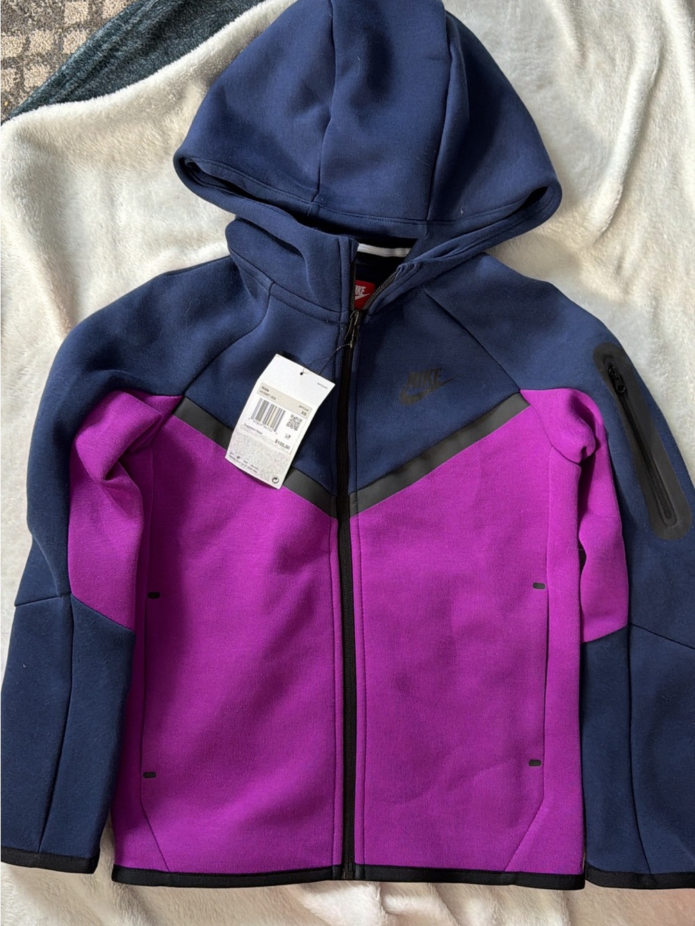 Nike Colorblock Hooded Zip Jacket in Purple & Navy